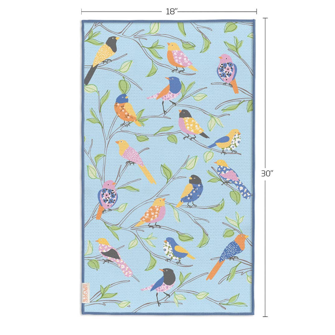WerkShoppe - Wholesale Tea Towel - Floral Finch & Friends Microfiber Kitchen Towel2
