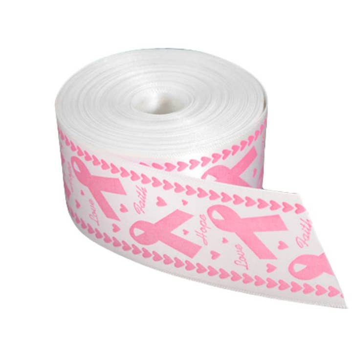 20 Yards Pink Satin Awareness Ribbon for wholesale by The Awareness Company