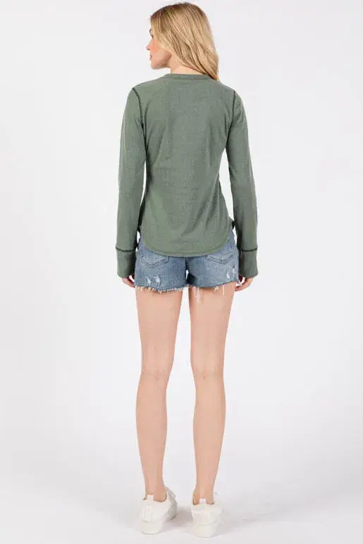 Final Touch - Wholesale Knit Top - Women's - Brushed Ribbed Fitted Long Sleeve Top - NT3128022