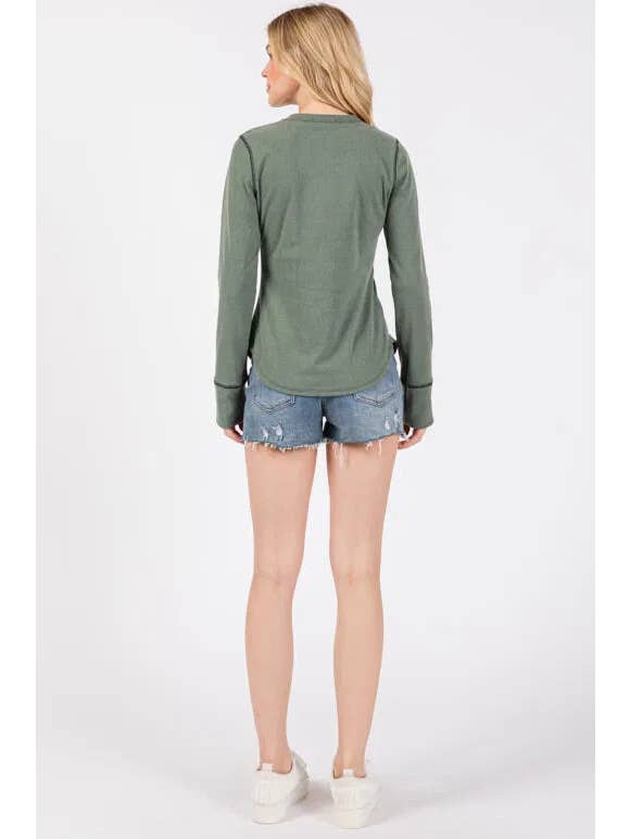 Final Touch - Wholesale Knit Top - Women's - Brushed Ribbed Fitted Long Sleeve Top - NT3128022