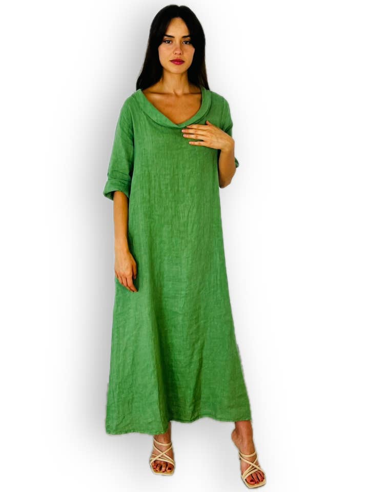 REF 25812 LANGE JURK MET BOOTHALS voor wholesale door Linos y Textiles