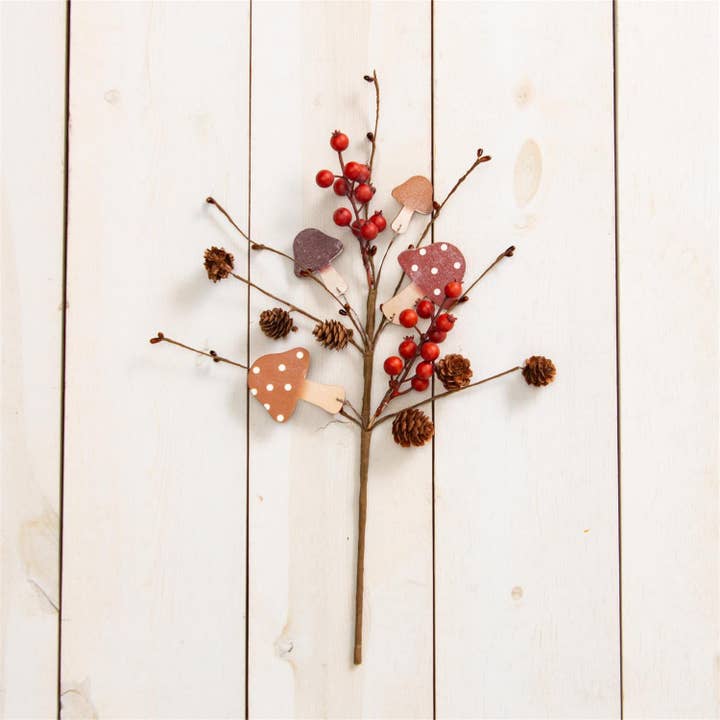 Pick - Berries, Mini Pinecones, Mushrooms (Pk/02) for wholesale by Audrey's Home & Gift