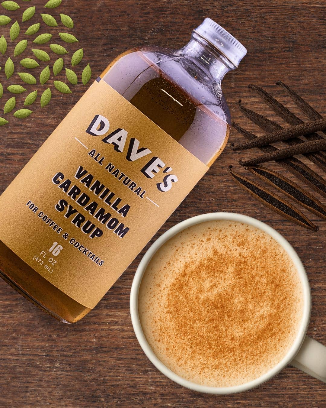 Dave's Coffee Roasters - Wholesale Cocktail Mix/Syrup - New England Cardamom Vanilla Holiday Syrup Latte & Baking1