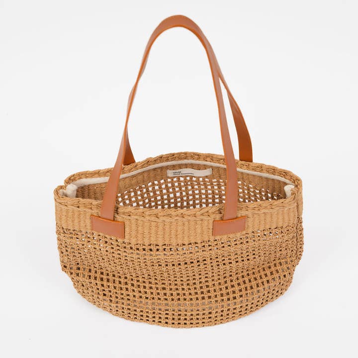 Ela Natural Raffia Netted Tote Bag for wholesale on Faire4