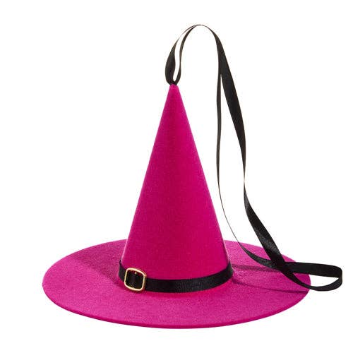 Halloween Carnival - 10" PINK FLOCKED WITCH HAT for wholesale by Dunn Deals