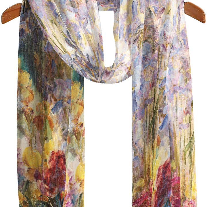 Sheer Scarf - Tiffany Peonies & Iris for wholesale by RainCaper