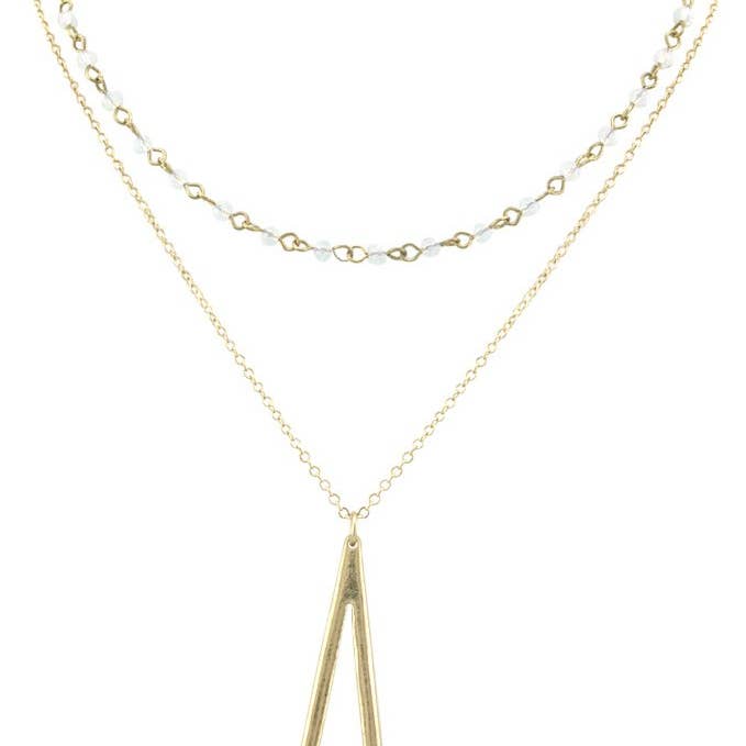 Ketting - Cream Beaded Triangle voor wholesale door Flirt Jewelry