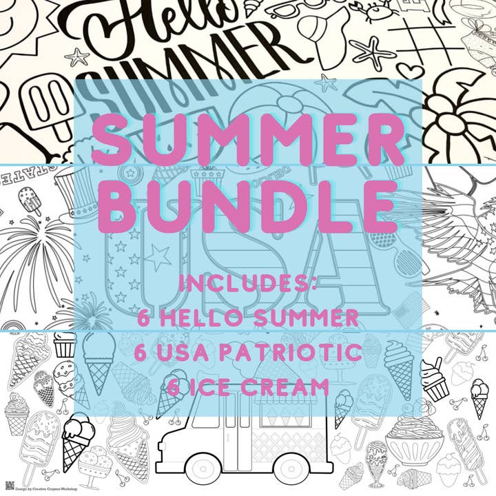 Summer Activity Bundle of Coloring Posters for wholesale by Creative Crayons Workshop