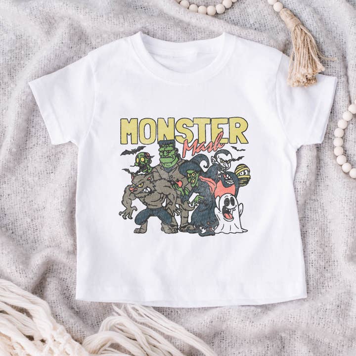 P E T I T R U E - Wholesale T-shirt met zeefdruk - Kinderen - Halloween-shirt voor kinderen Monster Graphic T-shirt voor peuters2