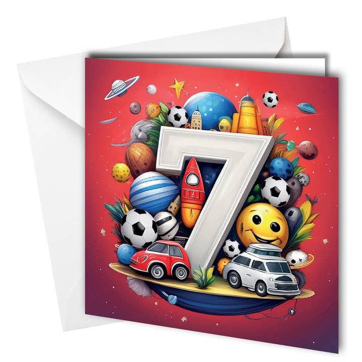 Tarjeta de séptimo cumpleaños #1619, 7 años, niño, hijo, hermano para venta al por mayor de Close to the Bone Greeting Cards and Gifts