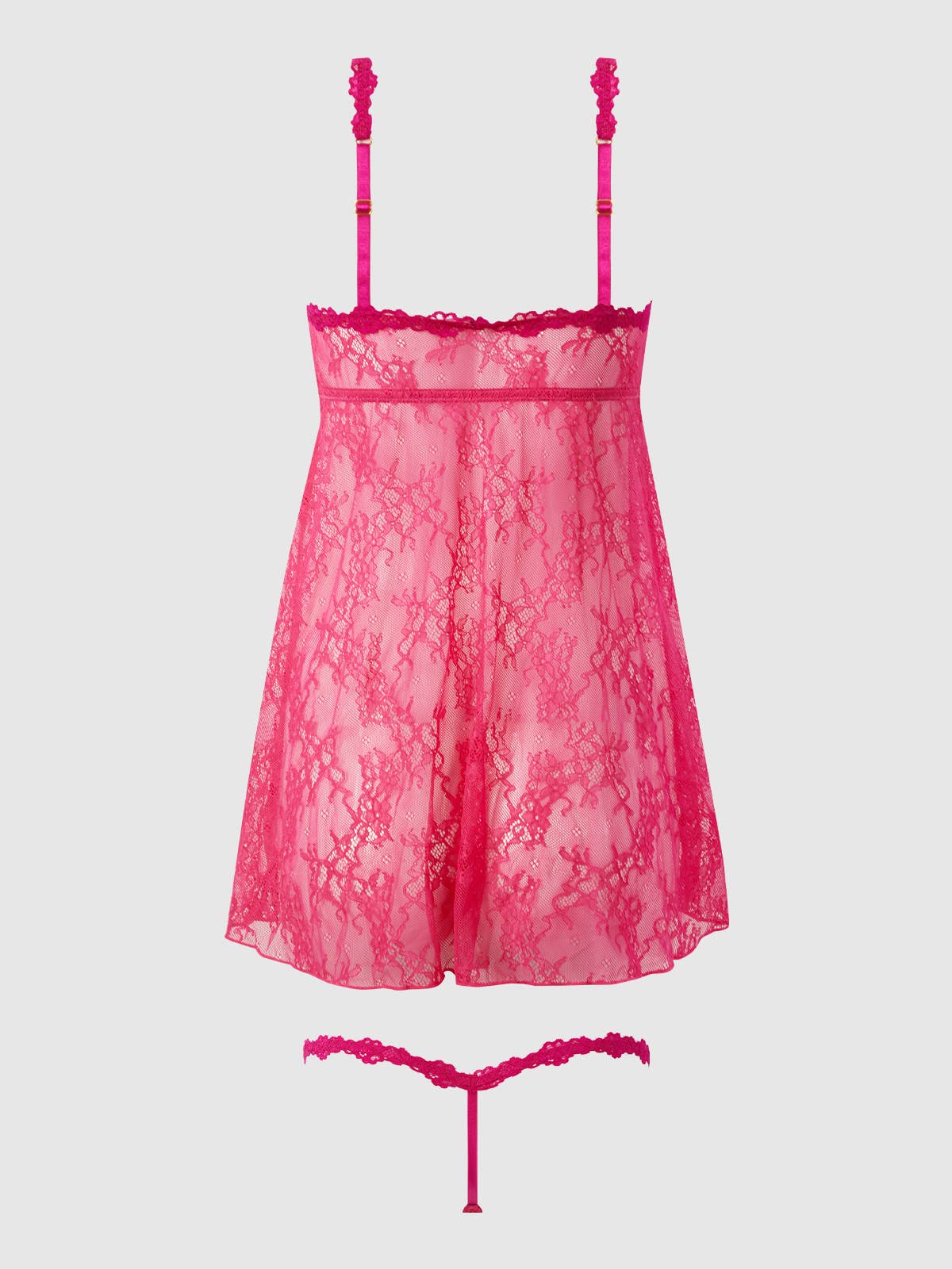 House of Desire - Vendita all'ingrosso Completino intimo - Donna - SET BABYDOLL E PERIZOMA APRIBILE CON COPPE IN PIZZO YVONE11