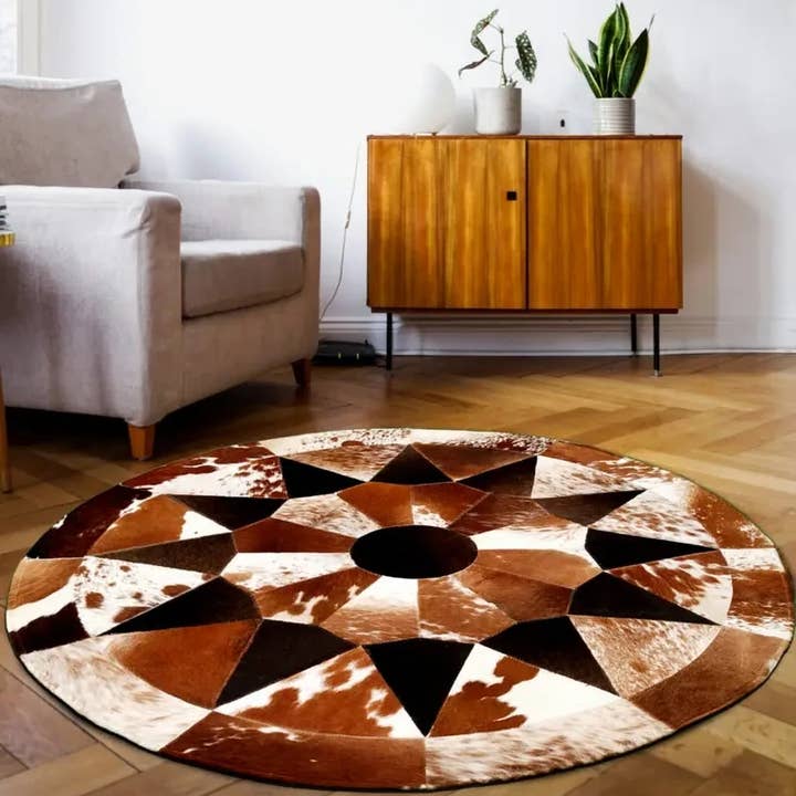 Teppich aus natürlichem Rindsleder | Handgefertigter Patchwork-Teppich für den Großhandel von Fybernots