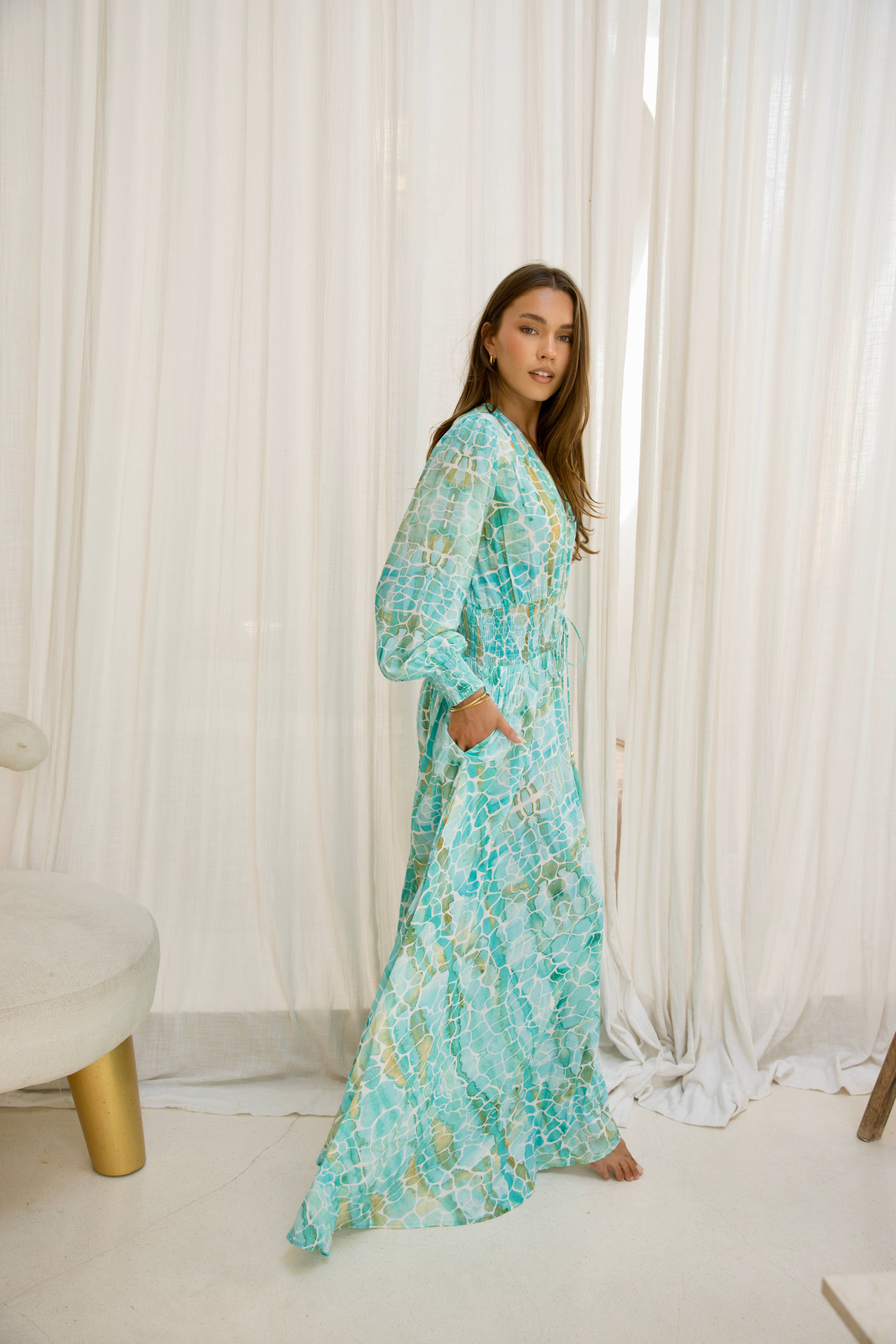 Sophia Alexia - Wholesale Dress - Women's - AQUA PEBBLES ST TROPEZ MAXI DRESS2