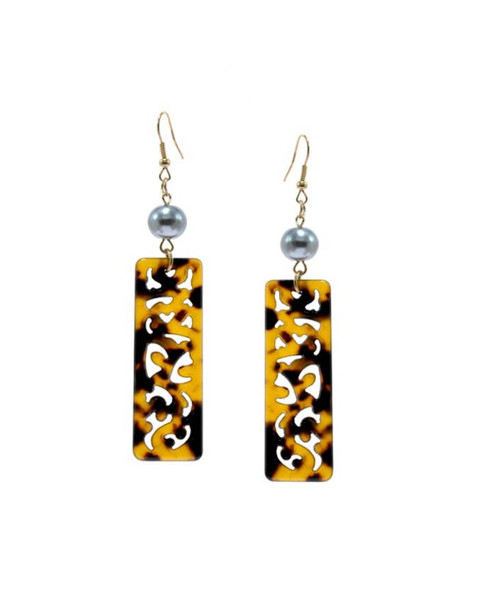 DK Hawaii - Wholesale Dangle Earrings - Faux Turtle Shell Earrings0