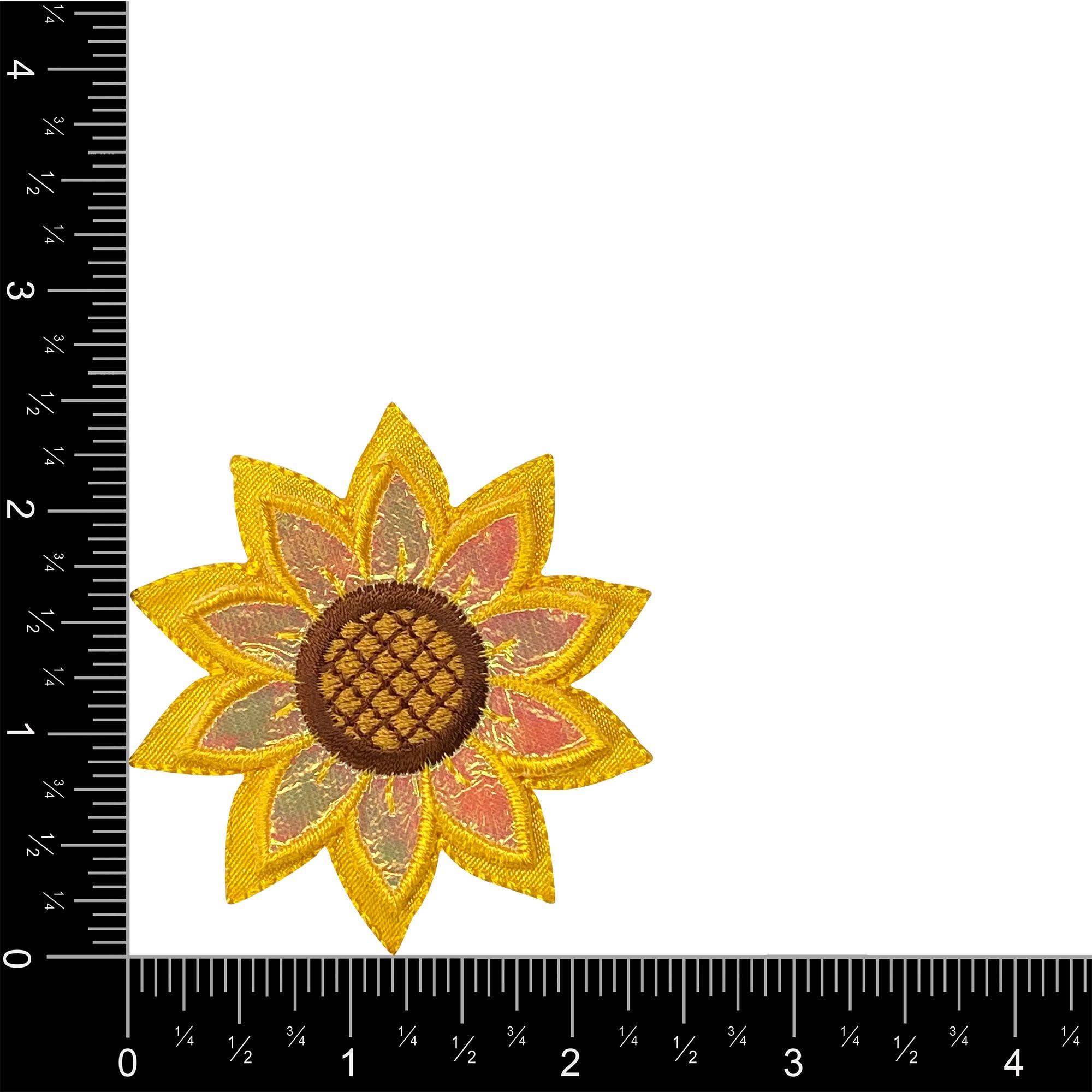 Wholesale Applique - Wholesale Patch - Sunflower 3D Shimmery Layered Petals, Iron on Patch2