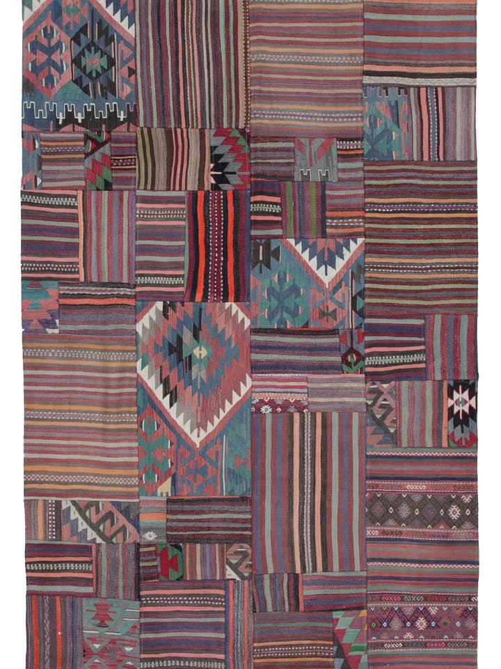Tapis Patchwork Kilim Multicolore 7x10 - 30499 pour la vente par RUG N CARPET