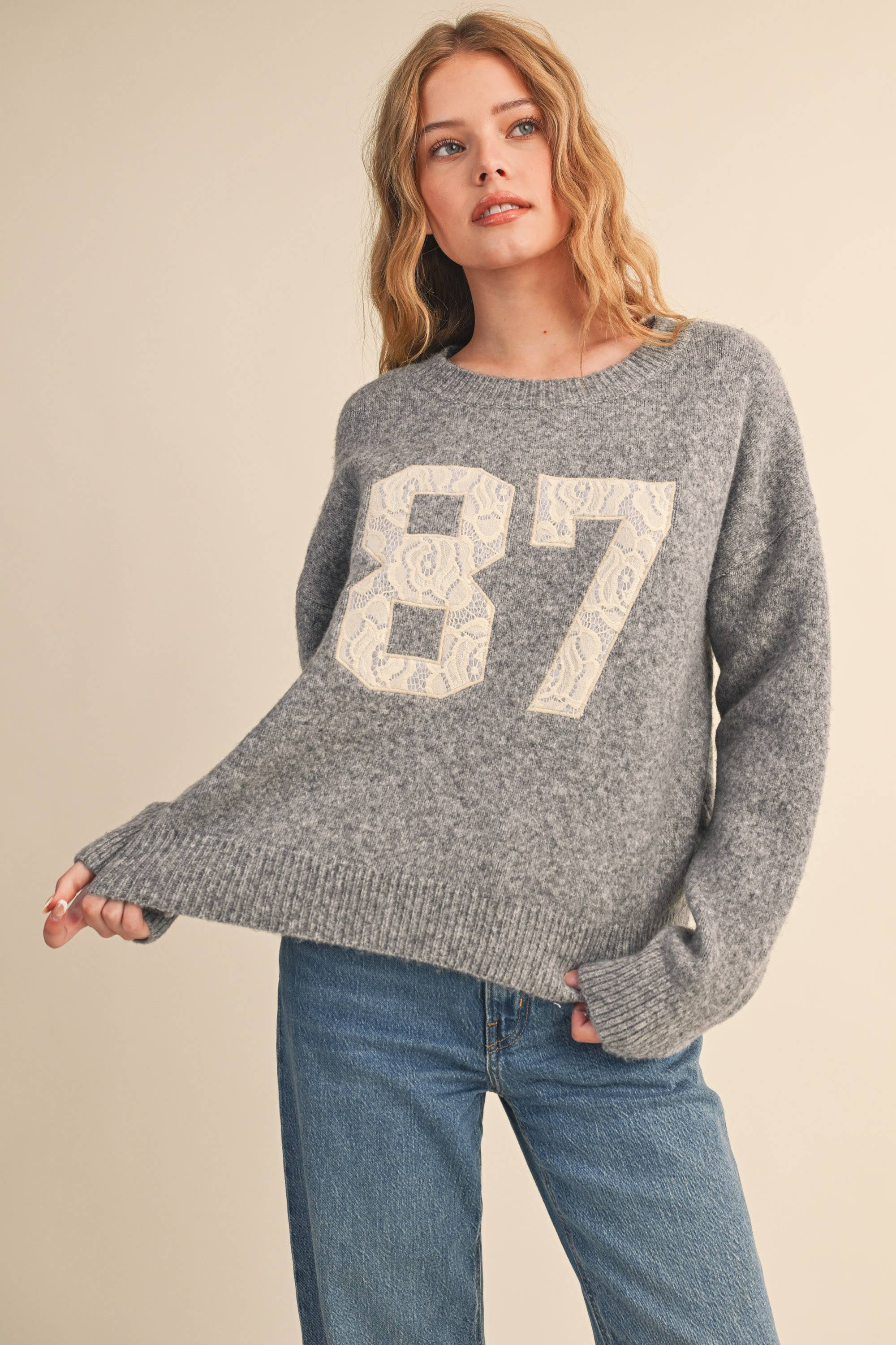 Klesis - Vente Pull en maille – femme - IT4429 87 HAUT EN MAILLE AVEC CONTRASTE DE DENTELLE20