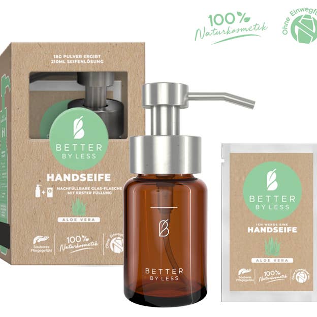 Handseife - Starter Set - Glasflasche /Silber Pumpkopf für den Großhandel von Better by Less GmbH