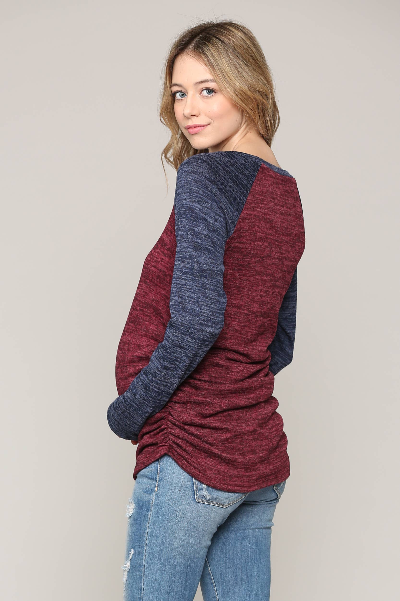 Hello Miz - Venta al por mayor Camiseta corta - Jersey color block jersey tejido maternidad29