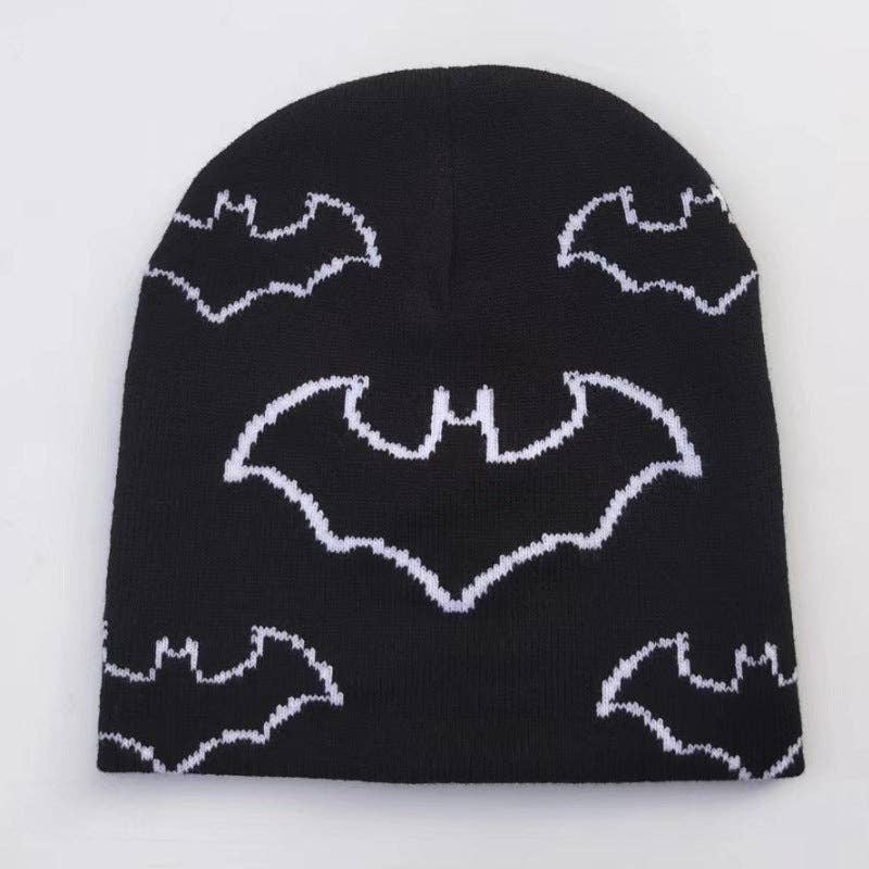 alberalkirk - Wholesale Beanie - Women's - Skull & Bat Jacquard Beanie M5A2492