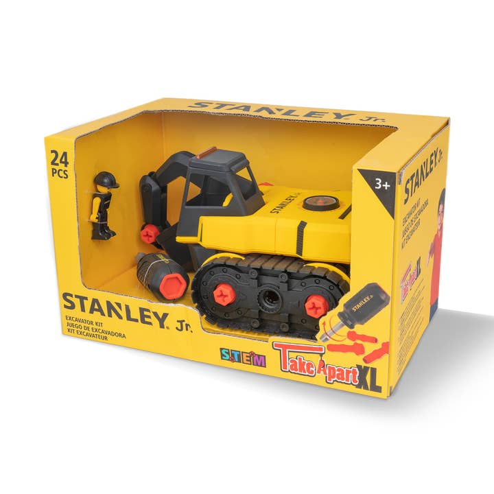 Toysmith - Wholesale Toy Car/Truck - Kids - Red Toolbox Stanley Jr. Take Apart XL Excavator Kit0