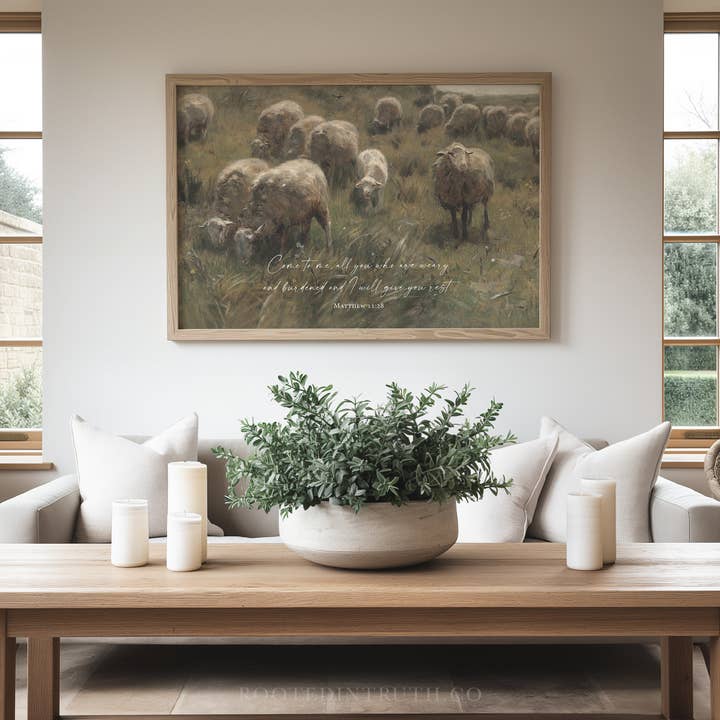 Rooted in Truth – wholesale Konsttryck – Kom till mig Kristuskonsttryck, duk, dekoration, gåva, vintage1