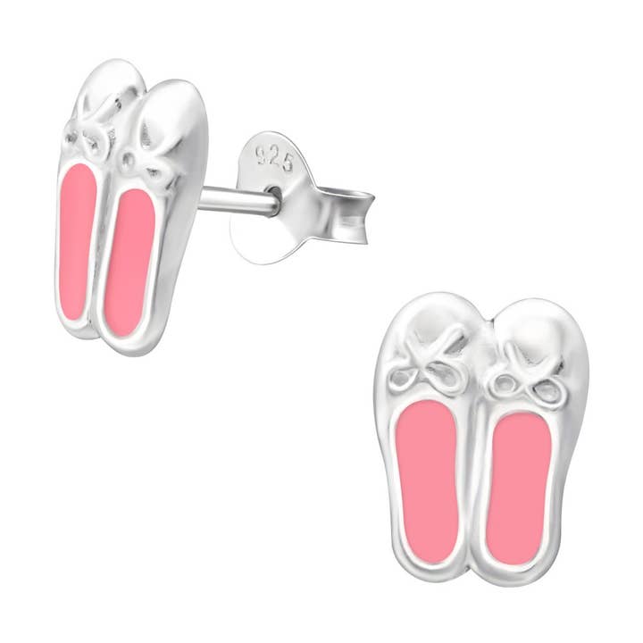 Silver Ballerina Shoes Stud Earrings - Epoxy - Pink and other Purchase Wholesale dance earrings. Free Returns & Net 60 Terms on Faire trending on Faire.