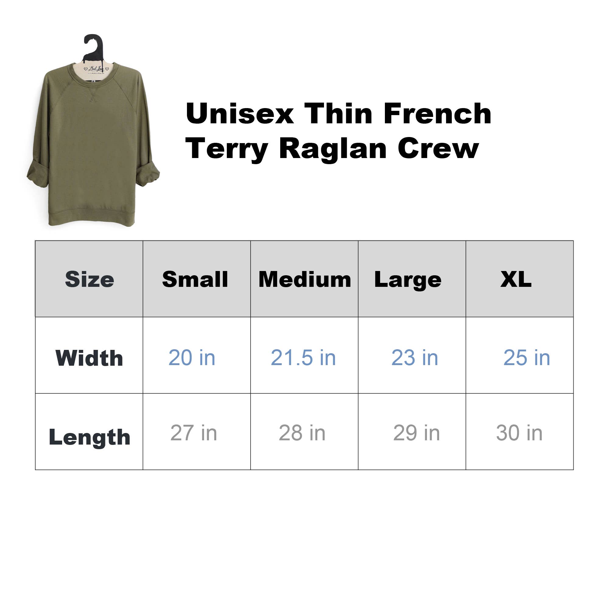 Mad Love Shop - Wholesale Graphic Sweatshirt - Women's - Unisex Olive Lightweight Terry Sweatshirt with Fern3