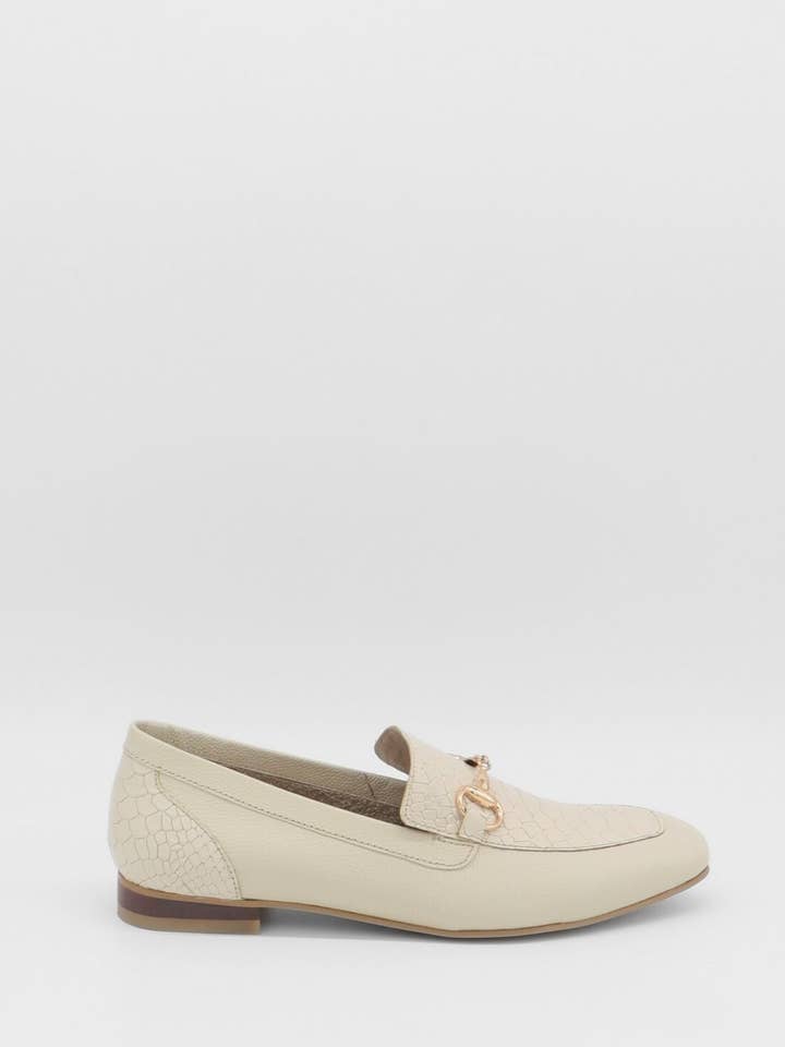 Natural loafers in ivory leather womens shoes for wholesale by STIVALI NEW YORK