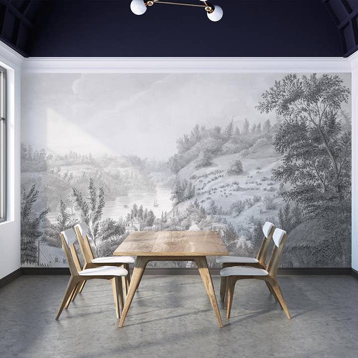 Pastoral Hills Mural Wallpaper Mural for wholesale by Detroit Wallpaper Co.