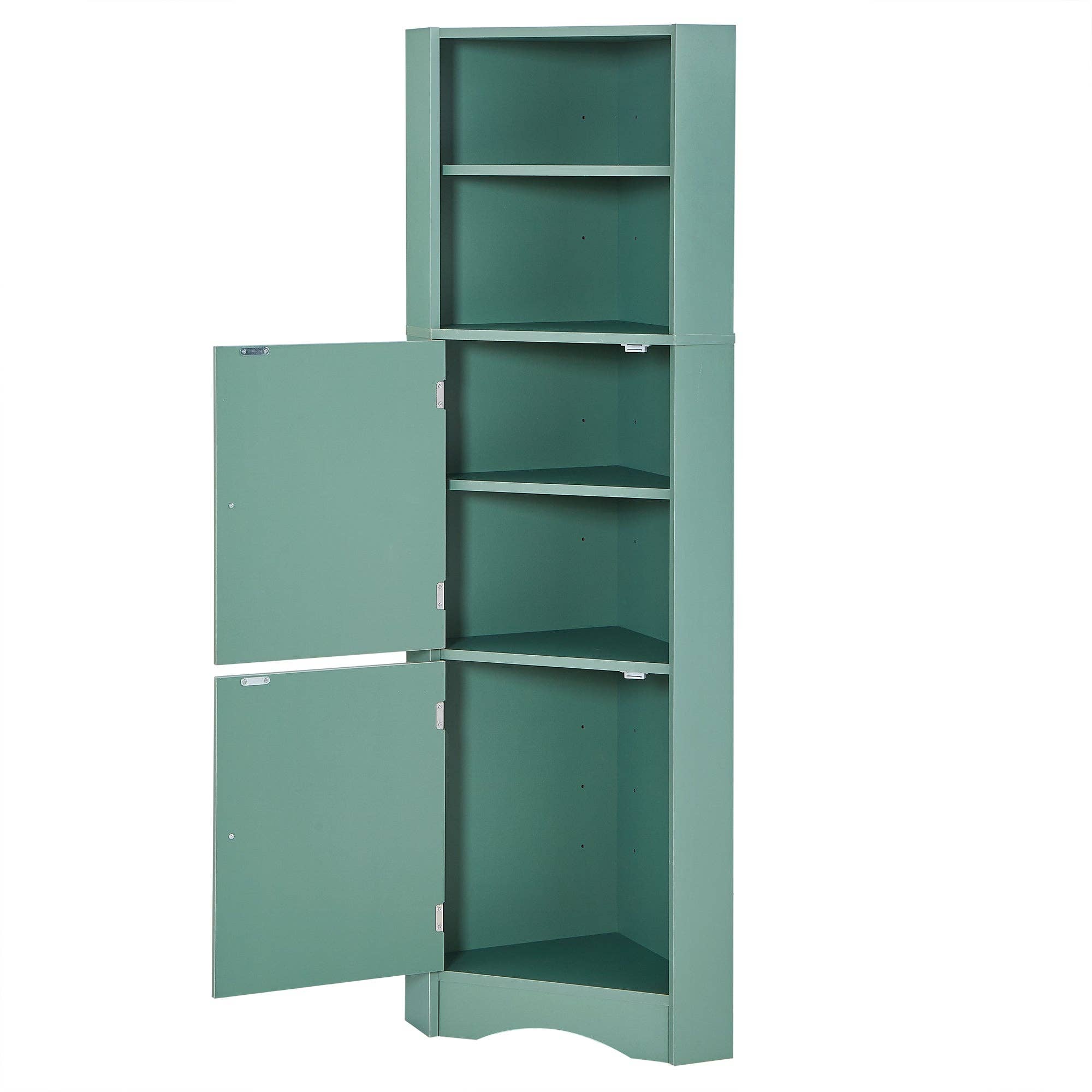 Orange County Decor - Wholesale Cabinet - Tall Bathroom Corner Cabinet, Freestanding Storage Cabinet With Doors And Adjustable Shelves, Mdf Board, Green Green Mdf10
