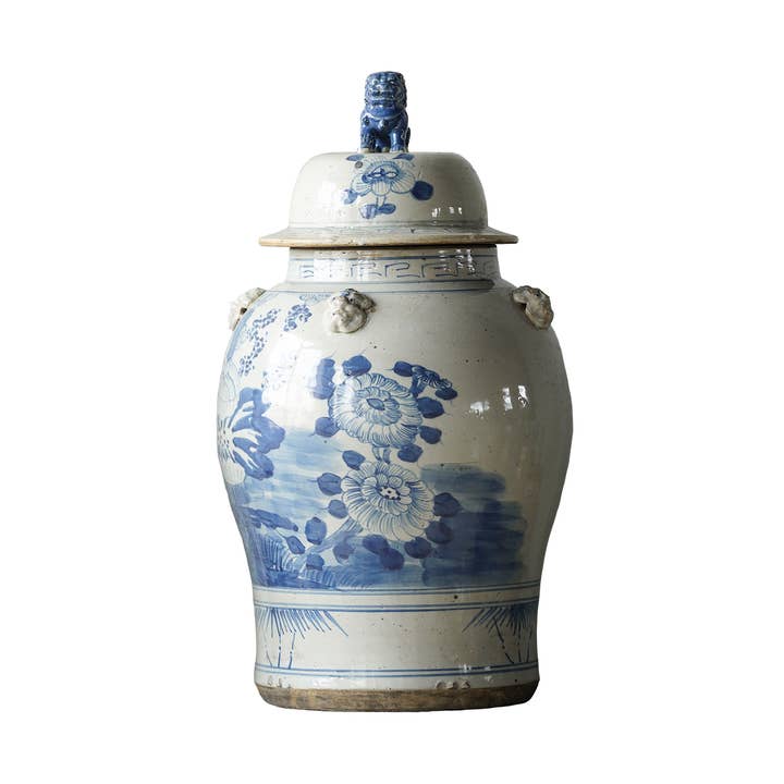 Jingdezhen Hand-Painted Temple Jar with Lotus for wholesale by Blue Ocean Traders