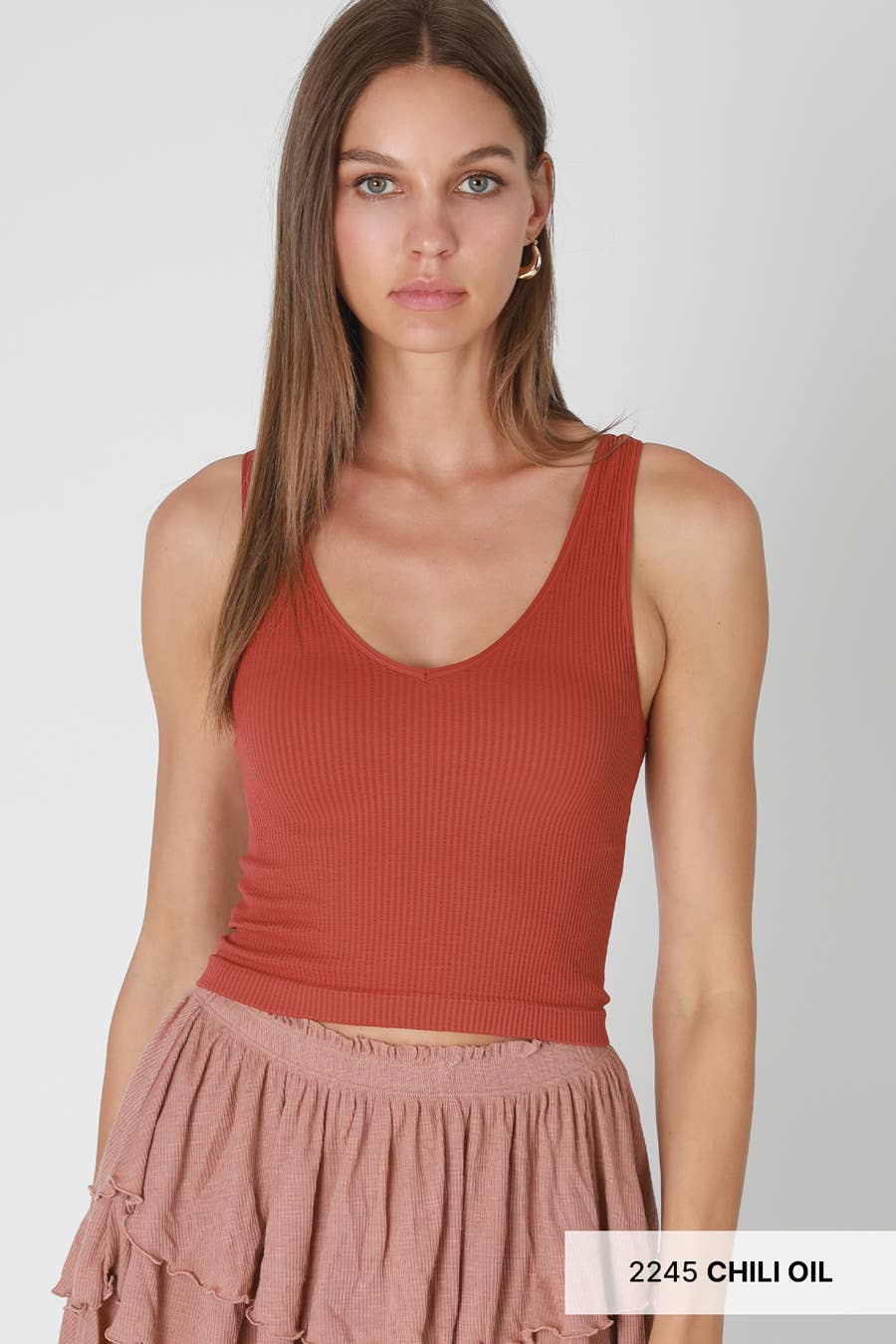 NIKIBIKI - Wholesale Knit Top - Women's - NS7575 - V Neck Ribbed Crop Top0