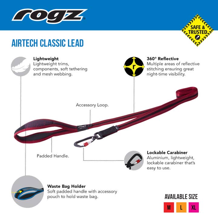 Rogz USA - Wholesale Pet Leash - Dog - AirTech Classic Dog Leash Large2