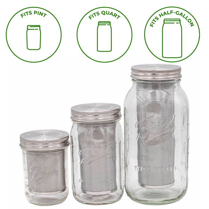 Mason Jar Lifestyle - Wholesale Tea Strainer/Infuser - Cold Brew Coffee and Tea Maker Stainless Steel Filter Kit