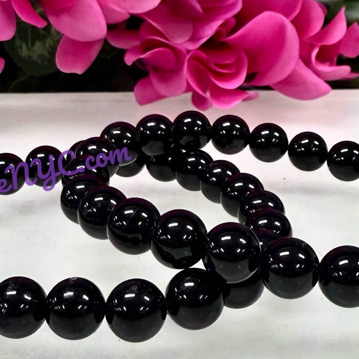 KayleeNYC - Wholesale Beaded Bracelet - Natural Black Tourmaline 8mm 7.5” Crystal He3
