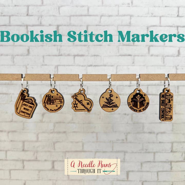 Bookish - Stitch Markers (set of 6) for wholesale by A Needle Runs Through It