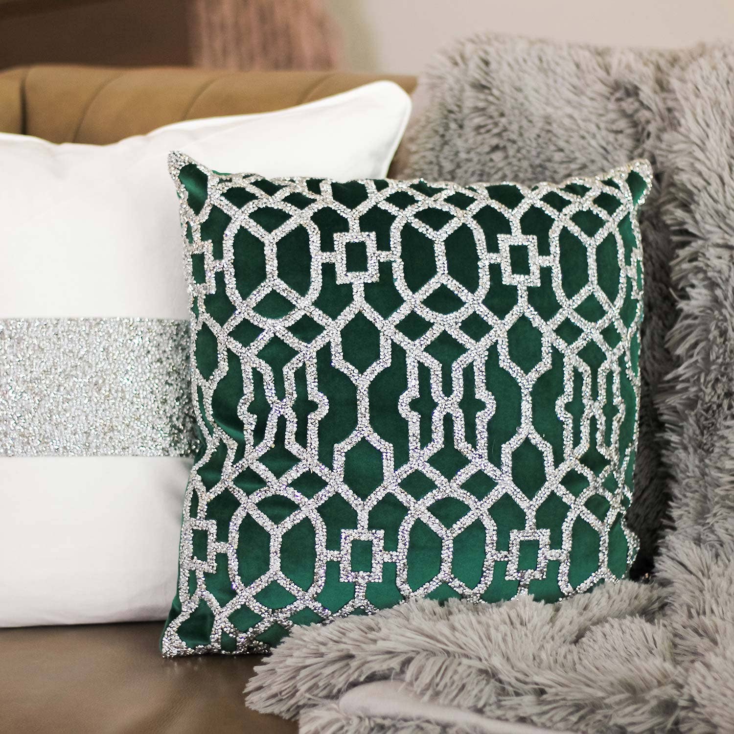 Sparkles Home - Vente Coussin décoratif - Coussin Lattice en strass9