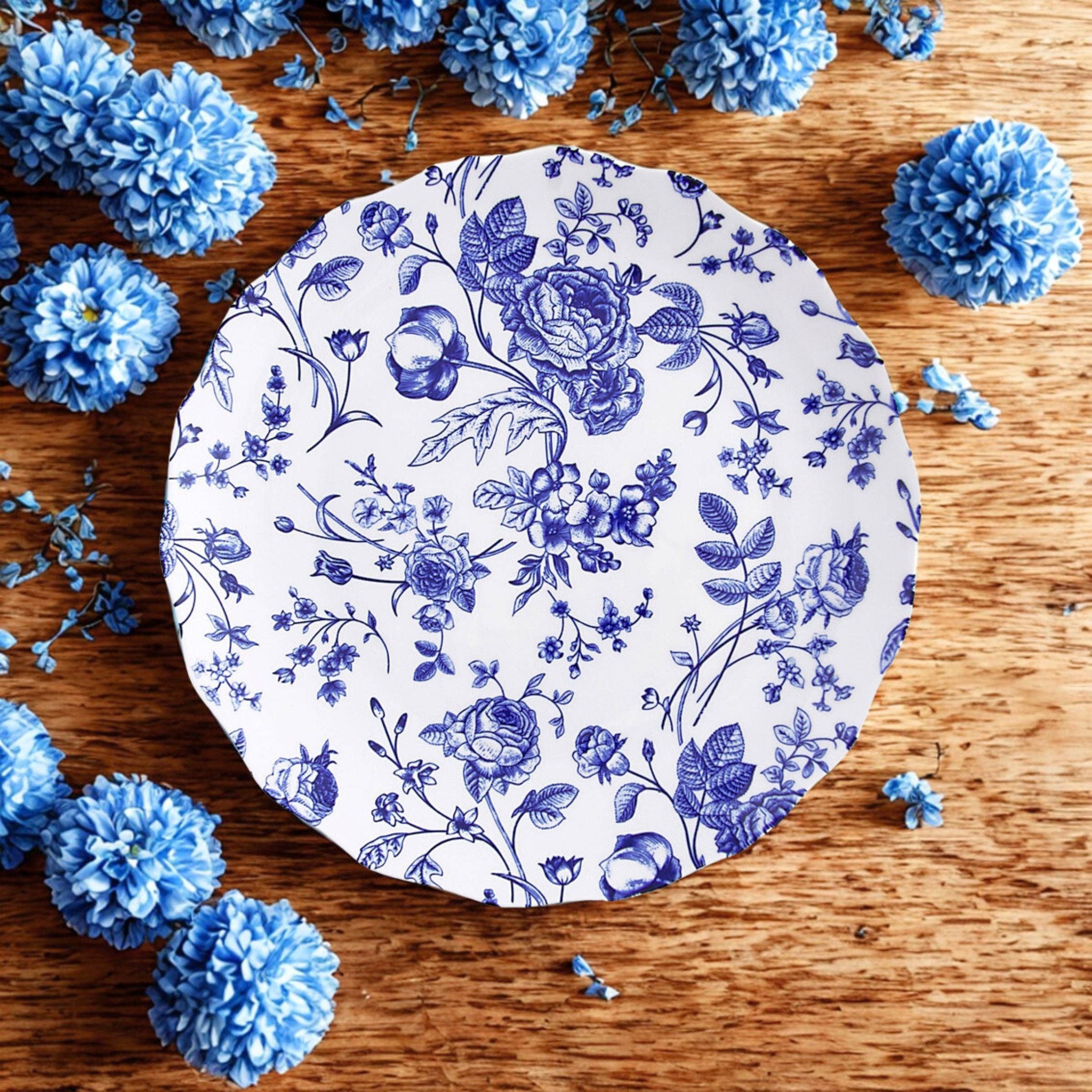 Godinger - Wholesale Dinner Plate - Vintage Bluetiful Floral Scalloped Appetizer Plate, Set of 42