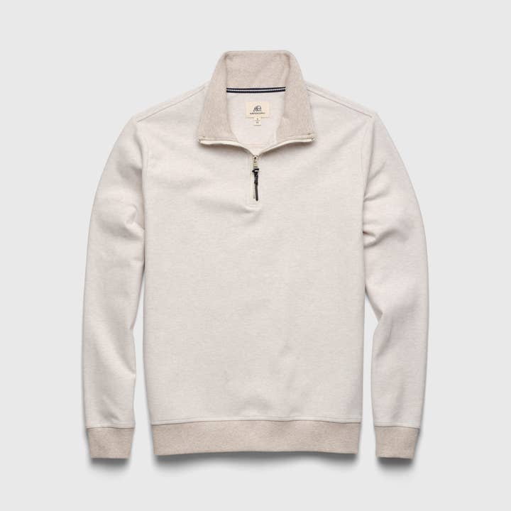 Bobby Stripe Fleece Quarter Zip - Taupe Heather for wholesale by SURFSIDESUPPLY