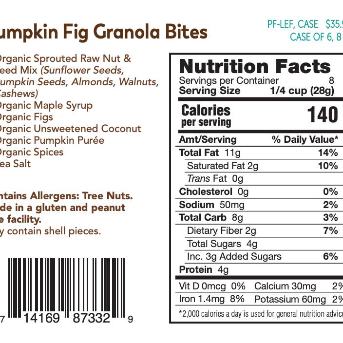 Lark Ellen Farm - Wholesale Granola - Pumpkin Fig Sprouted Granola (Grain-Free) 8 oz bag