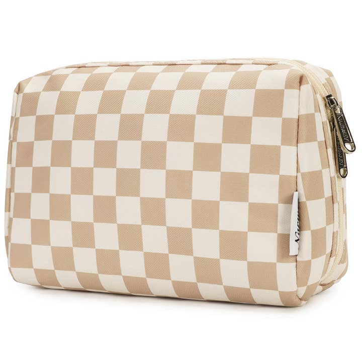 wandf - Wholesale Makeup/Cosmetic Bag - Checkered Makeup Bag Travel Cosmetic Bag Organizer Toiletry