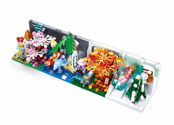 Texas Toy Distribution – wholesale Building set – Child – Mini Handicraft Four Seasons Building Brick Display Set7