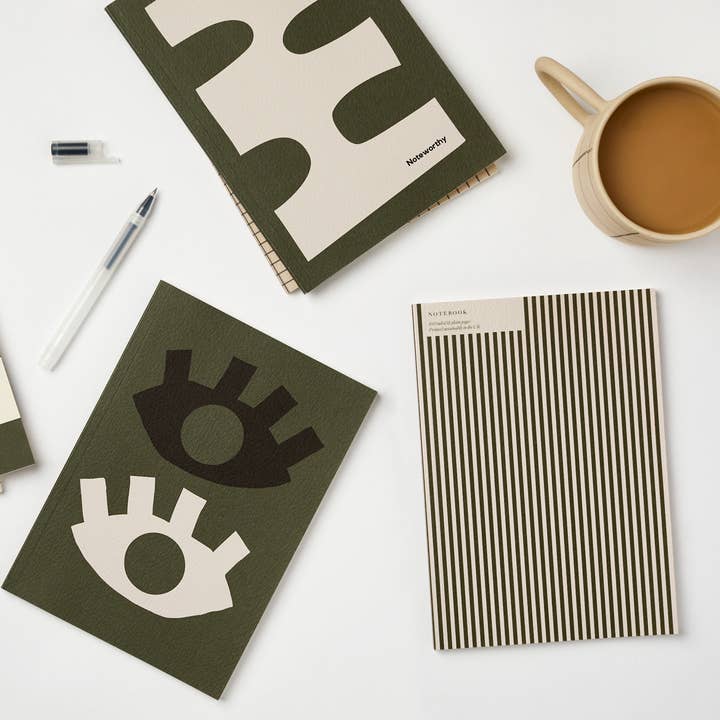 Kinshipped - Wholesale Notebook - THIN GREEN STRIPE NOTEBOOK