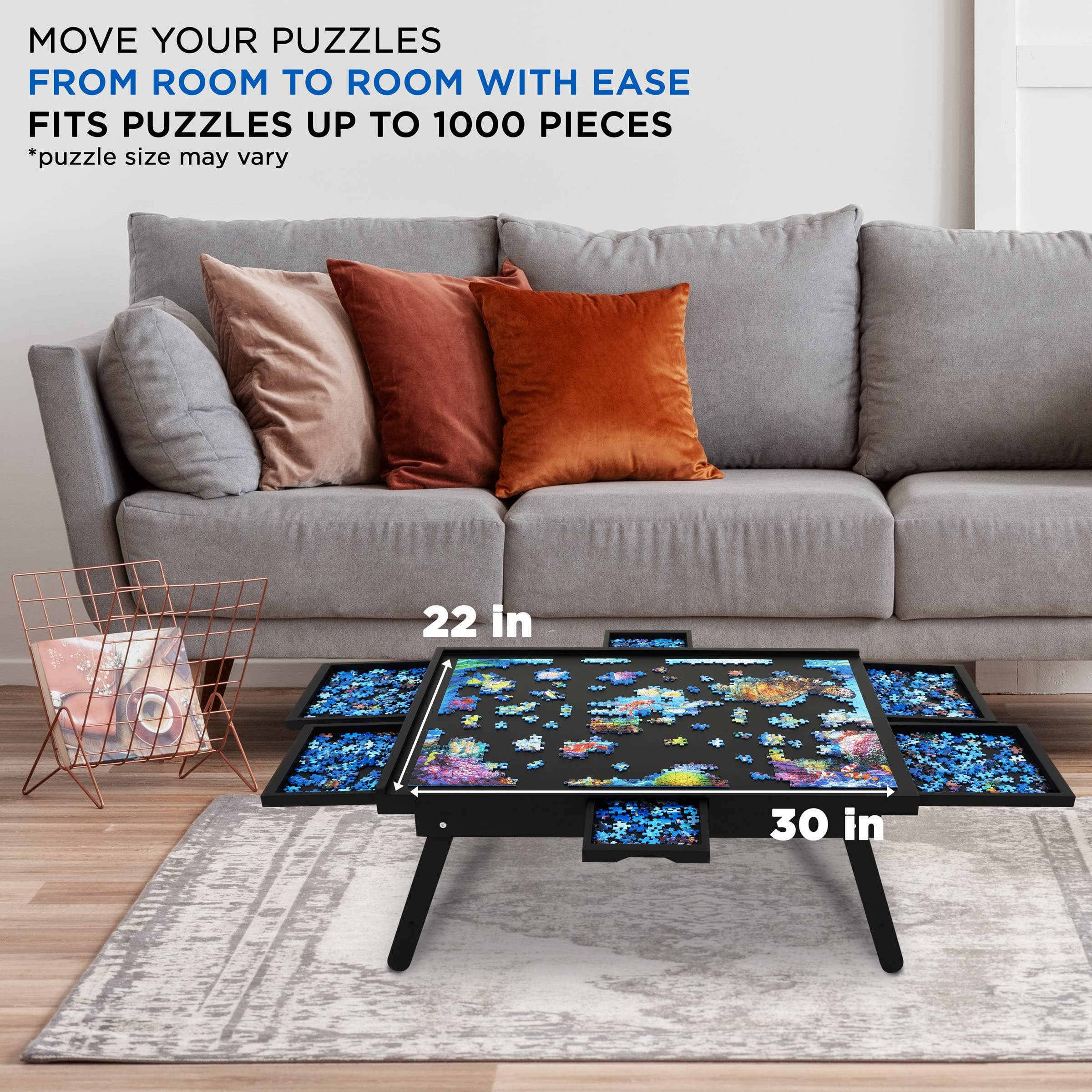 Jumbl - Wholesale Puzzel - Volwassene - Puzzelbord van 1000 stukjes, 23 „x 31" houten puzzel met poten21