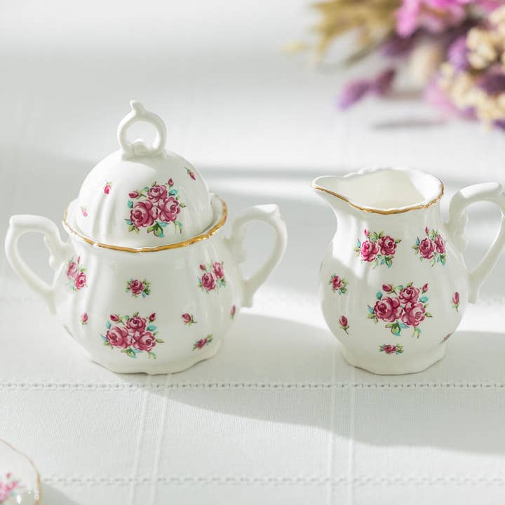 Grace Teaware - Wholesale Tea Set - Rose Bud Fine Porcelain Children's Sugar and Creamer Set