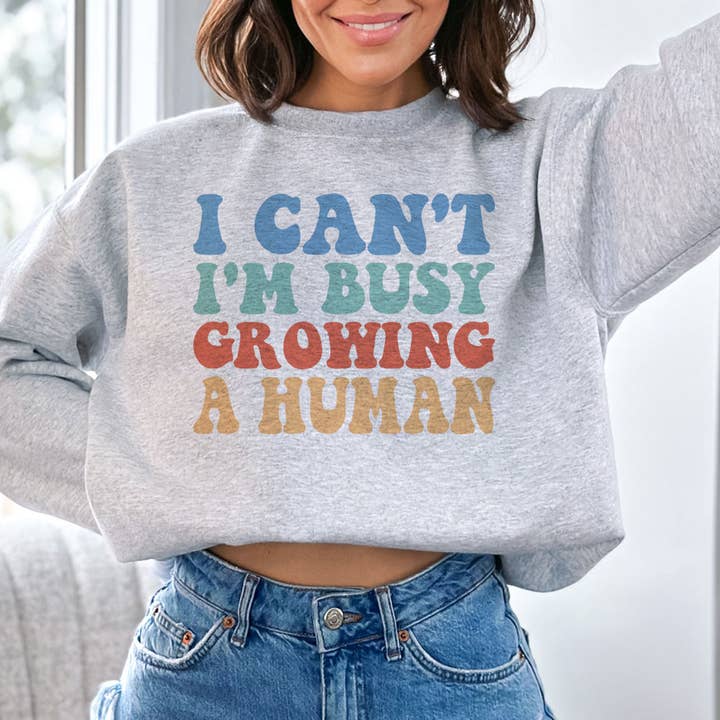 I Can't I'm Growing A Human - Graviditetssweatshirt för avslöjande för wholesale av House Of Rodan