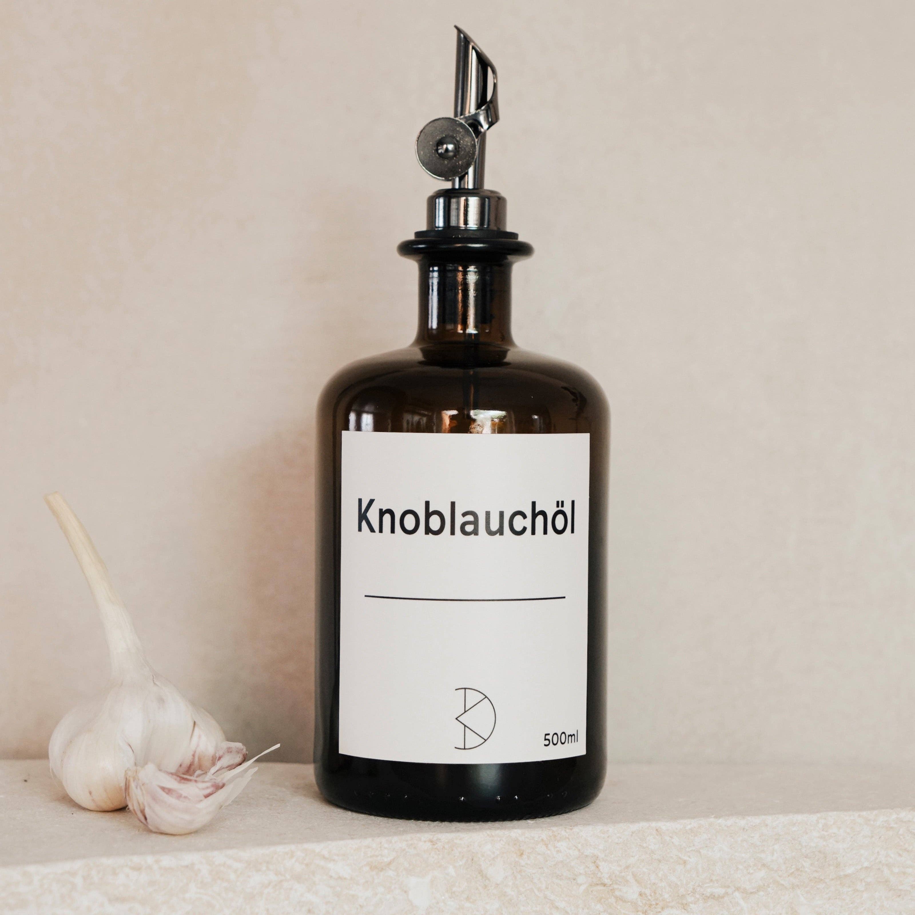 Koffs Design - Wholesale Oil/Vinegar Dispenser - Brown glass oil bottle – 500 ml with stainless steel pourer & UV protection7