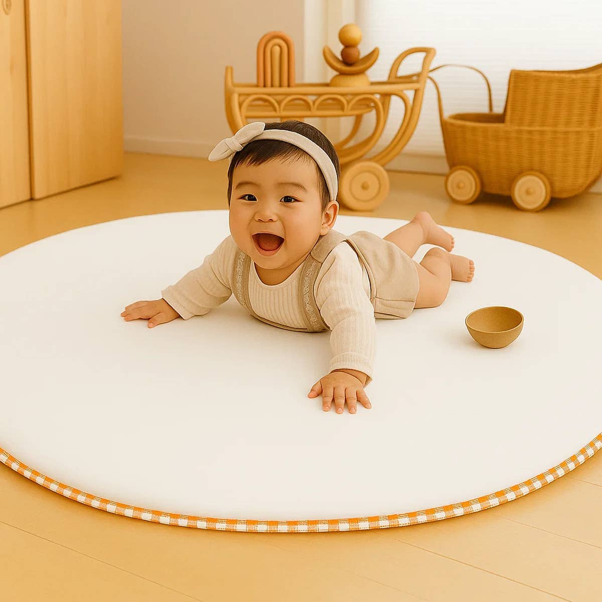 PAPATE – Großhandel Spielmatte – Kind & Baby – Bio-Baumwoll-Spielmatte Havane – Weiß4