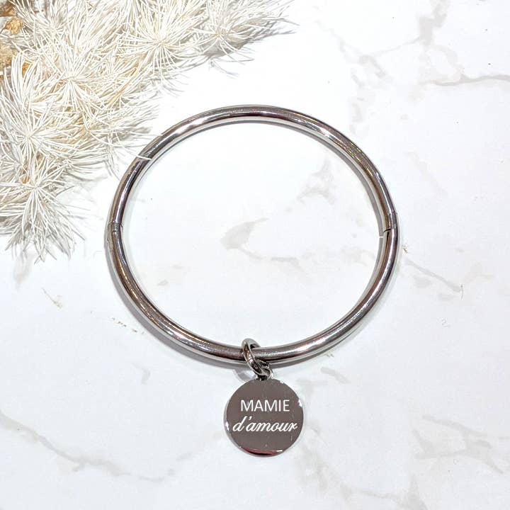 LOLO & YAYA - Wholesale Bangle Bracelet - Rigid bangle charm message *LOVE YOU GRANDMA*1